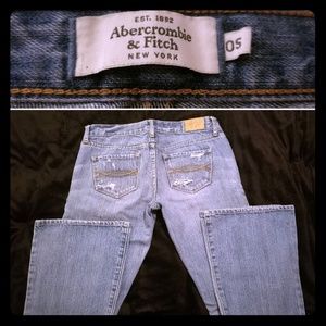 Abercrombie & Fitch Distressed Denim Blue Jeans
